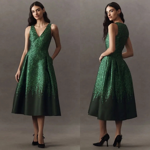 🚨NWT Anthropologie Sachin & Babi Anissa Dress In Emerald Wisteria - Picture 5 of 12